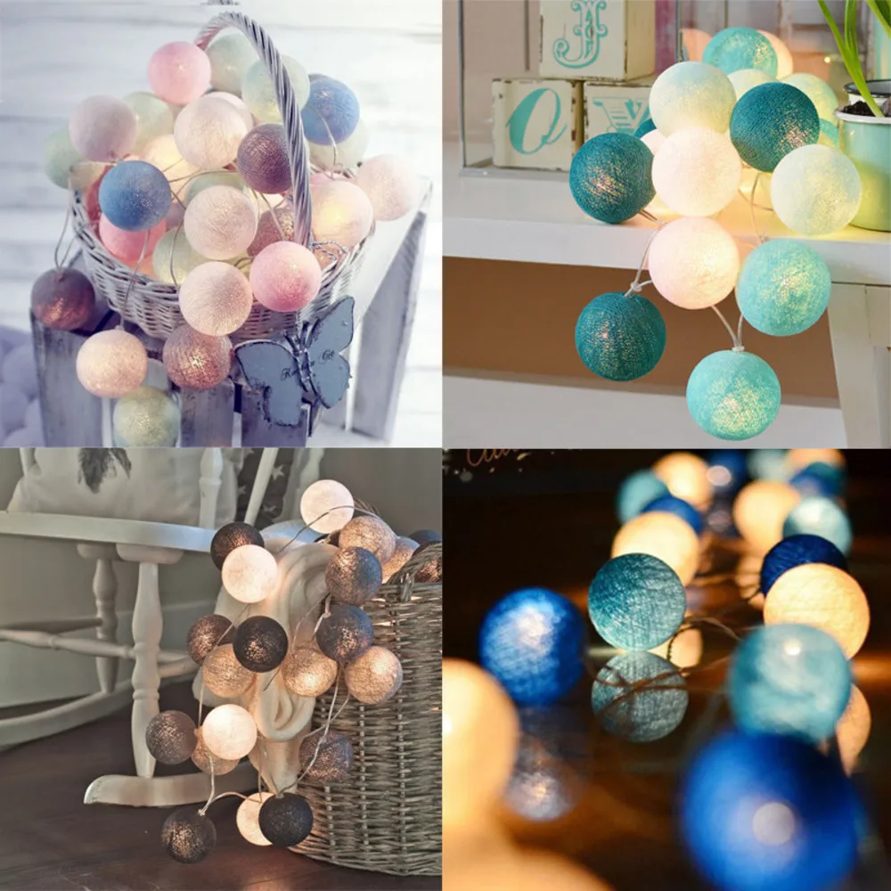

3m 20pcs Led Colorful Cotton Thread Ball Led String Christmas Tree Ornaments Wedding Party Decoration