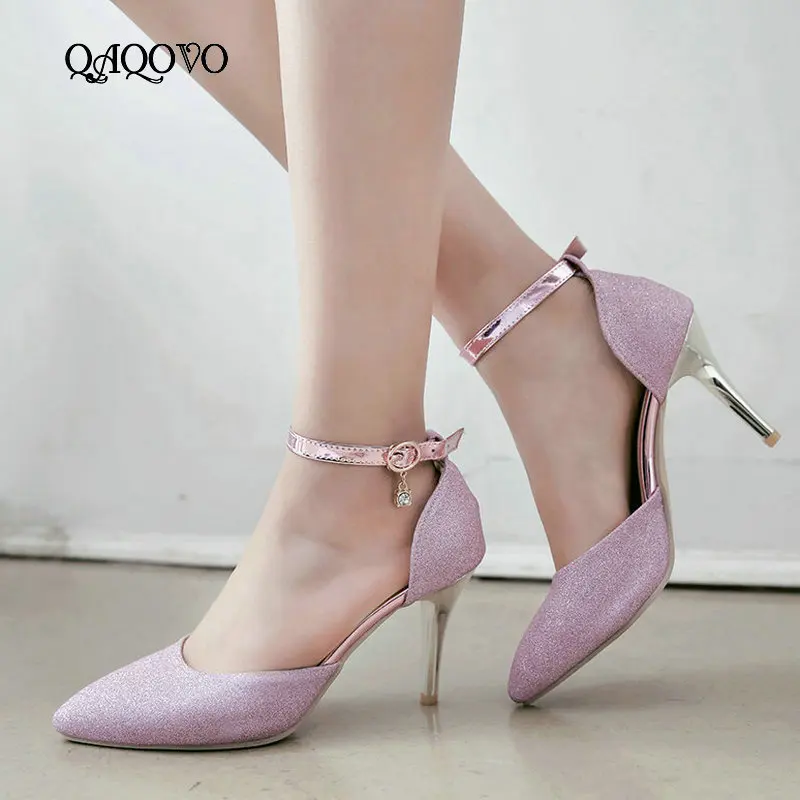 Женские туфли на высоком каблуке сезон весна лето модные лодочки с острым носком