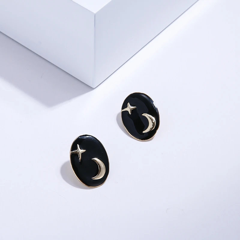 YMYW стильные уникальные Звезды Луна эмаль шпильки геометрической формы серьги из