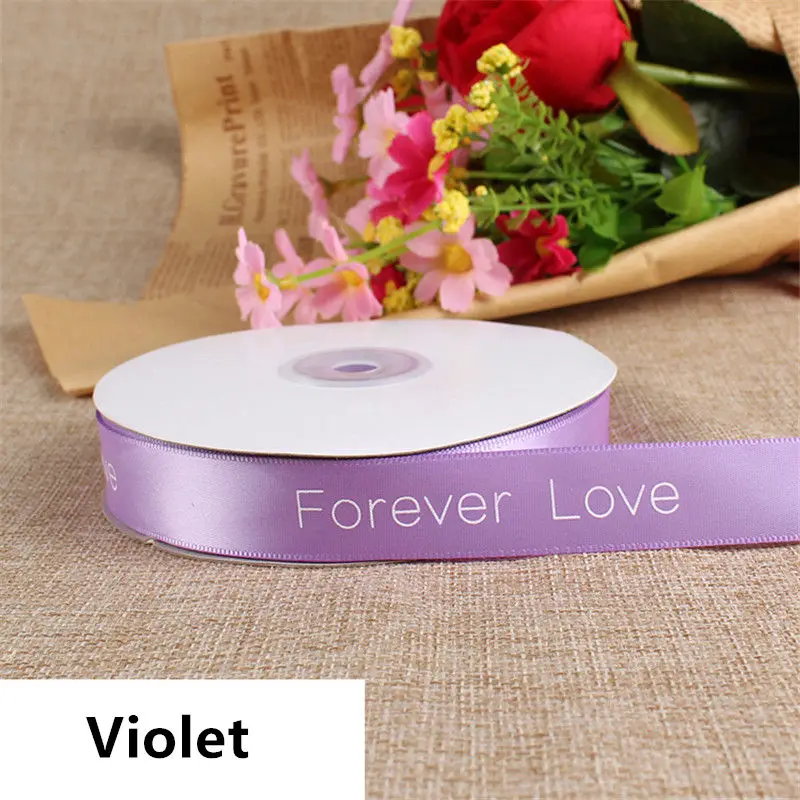 Violet Высокое качество 2 см ширина Полиэфирная Лента печатная романтическая Цветочная на День святого Валентина упаковка подарок торт магазин Свадебная лента Материал - Цвет: Violet