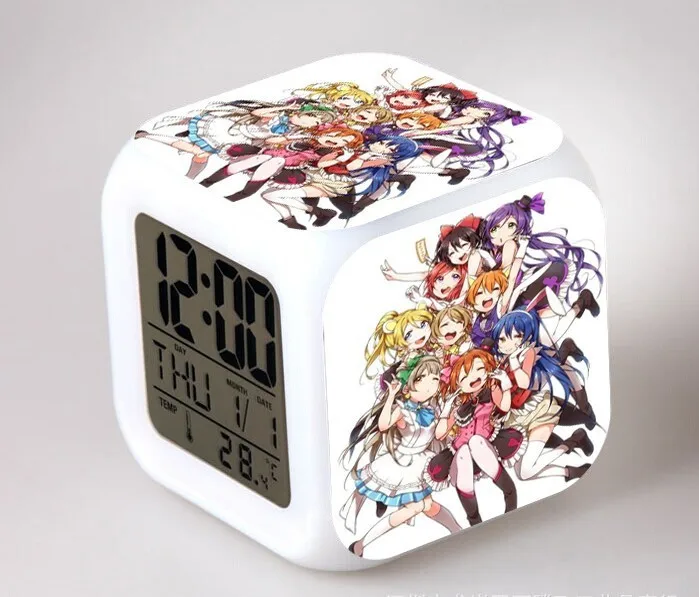 Аниме Love Live! Школьный идол проект фигурки Саат цифровой будильник с 7 меняющимися