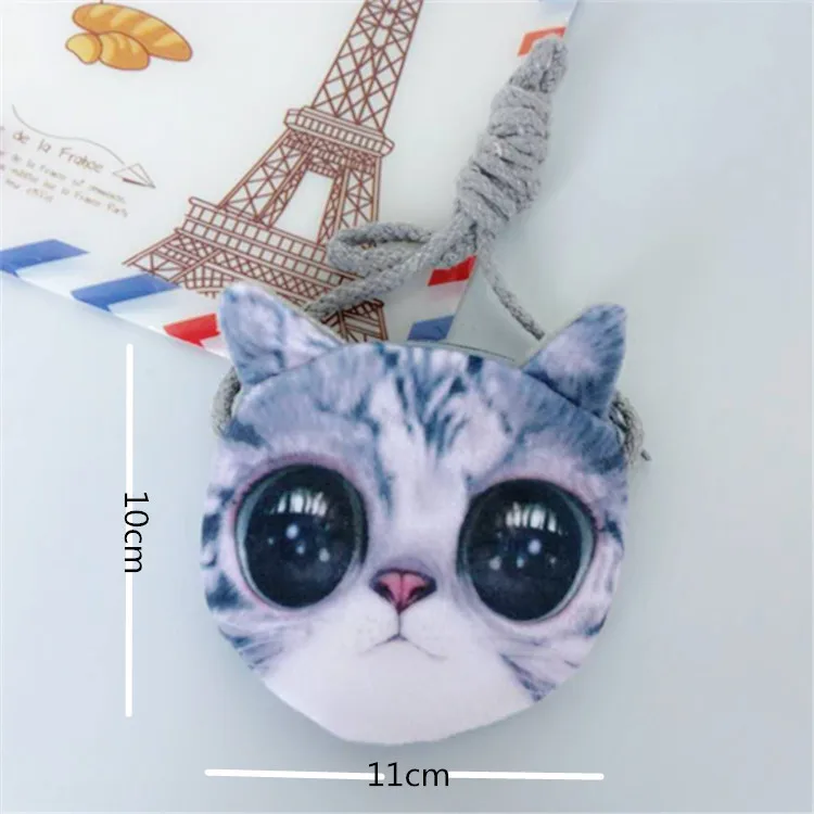 Весь милый мультфильм 3D печать животных мини портмоне держатели Cat плечо мешок