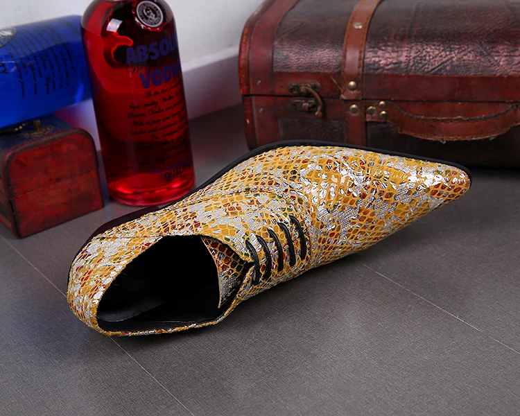 Британская обувь с острым носком мужские кожаные желтые Свадебные модельные