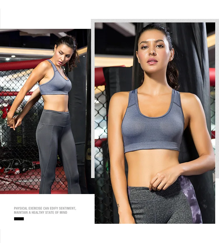 White Red Gray Black Navy Blue Sport Bra Women Crop Tops Fitness Gym Bra Sport Top Push Up Padded Brassiere Sports Bra Running