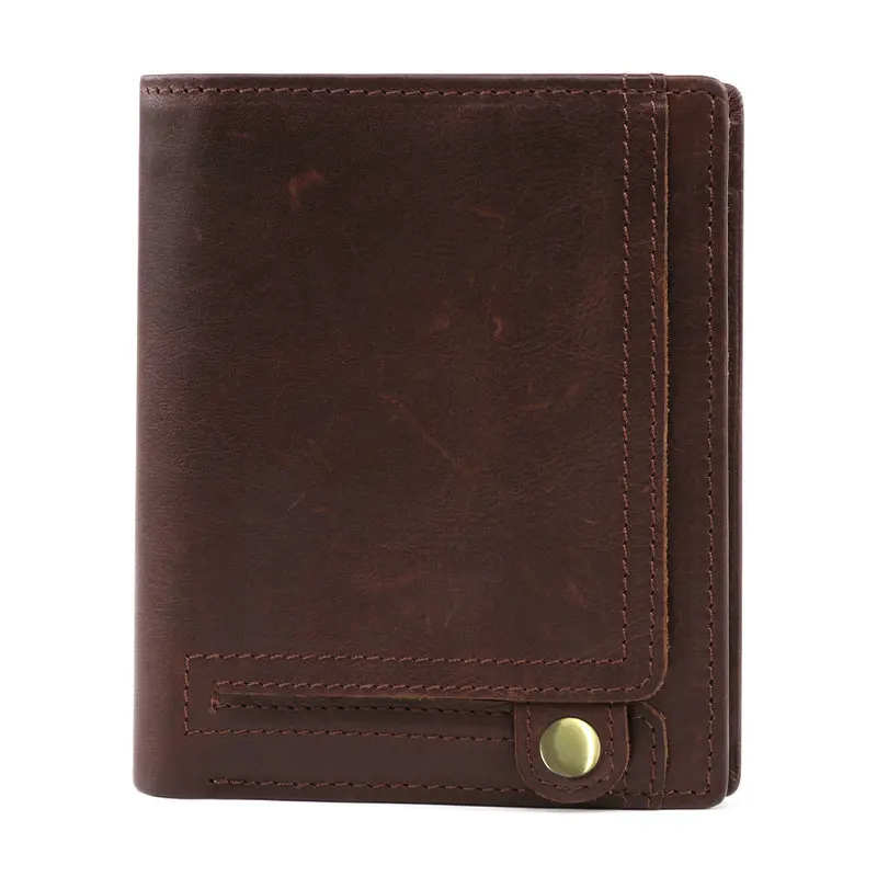 coffee men wallet GENODERN натуральная кожа Rfid кошелек для мужчин Crazy Horse кошельки маленькие короткие мужские сумки для денег качественные дизайнерские мини Walet - Цвет: coffee men wallet