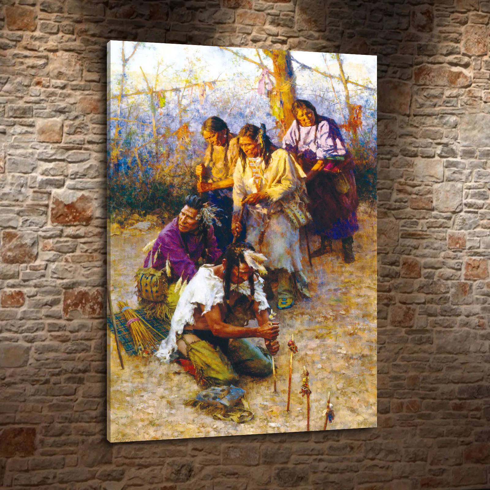 Ежедневное художественное украшение на холсте с изображением индийцев и