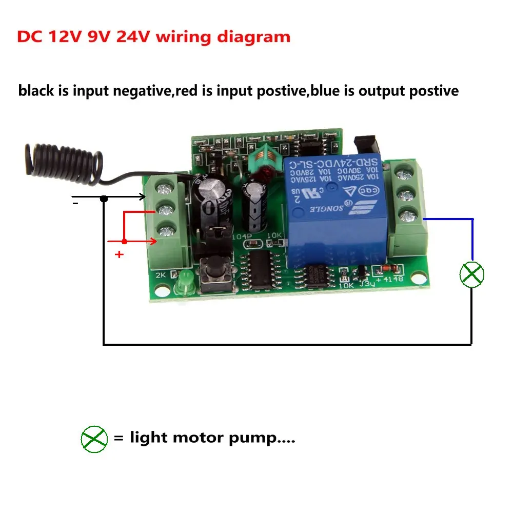 DC 9V 12V 24V 1 CH 1CH RF беспроводной ресивер системы переключения двигателя 315/433 MHz|control