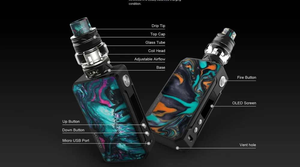 Voopoo Drag 2 TC комплект 177 Вт Drag 2 Коробка мод Vape с 5 мл Uforce T2 SubOhm Танк U2 N3 катушка электронная сигарета испаритель