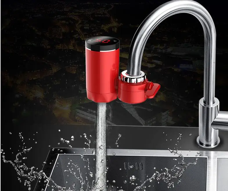 Electric Hot Faucet Water Heater Electric Tankless Water Heating Kitchen Faucet Digital Display Instant Water Tap 3000W