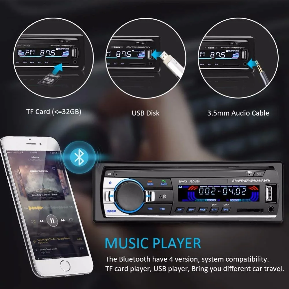 1 шт. Bluetooth стерео сабвуфер авто радио 1.din цифровой fm тюнер dab адаптер для