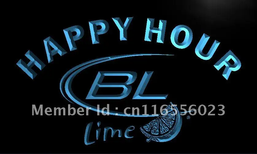 

LA649- Bud Lime Beer Happy Hour Bar LED Neon Light Sign home decor crafts