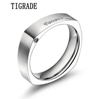 tigrade men titanium ring square engraved polished beveled wedding band engagement rings for women male jewelry anillo hombre