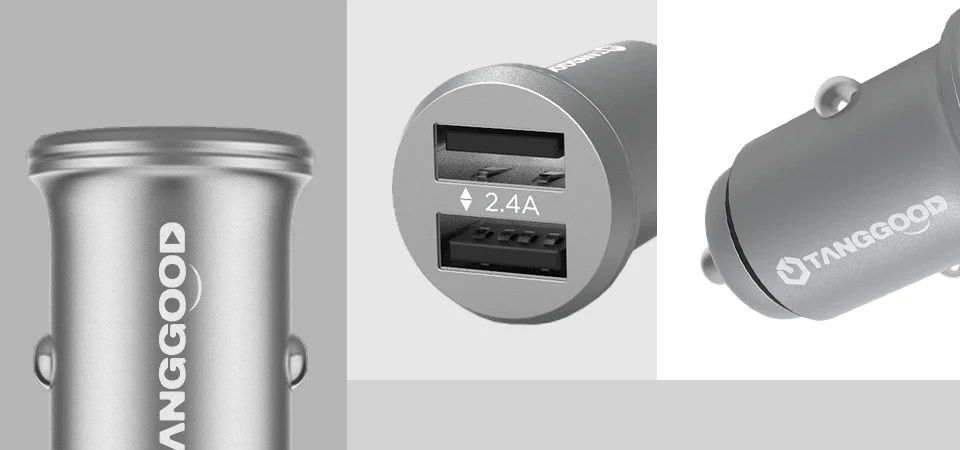 TANGGOOD Dual USB Автомобильное зарядное устройство мини 4.8A полностью металлическое автомобильное зарядное устройство адаптер для iPhone 7 samsung S8 Xiaomi mi5 mi6