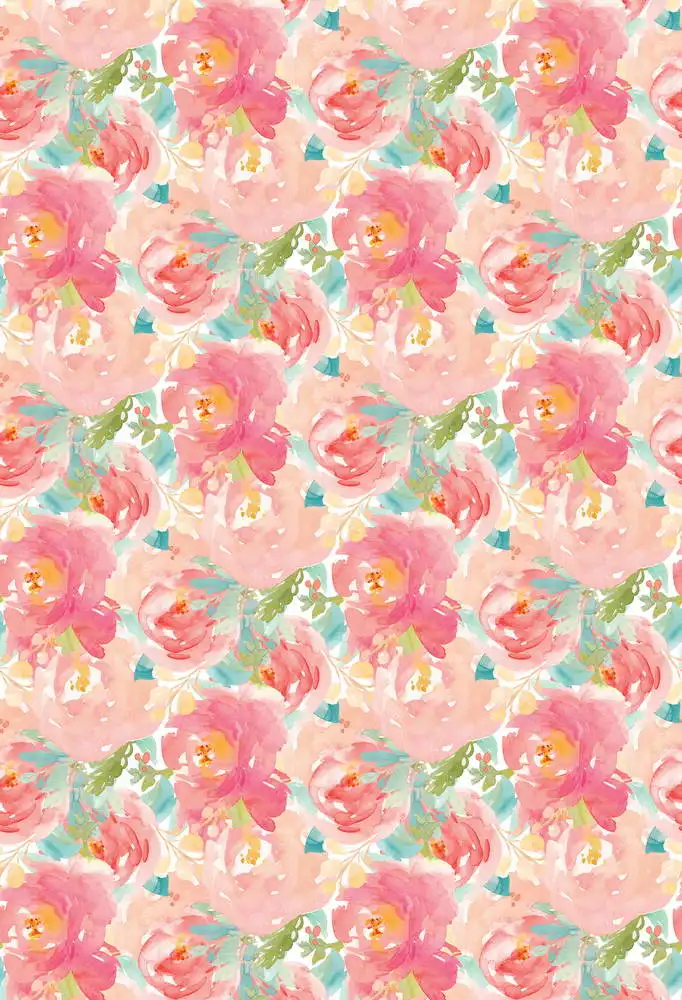 

5x7ft Coral Peach Flowers Floral Pattern Washable One Piece wrinkleFree Photo Studio Background Backdrop Polyester Fabric