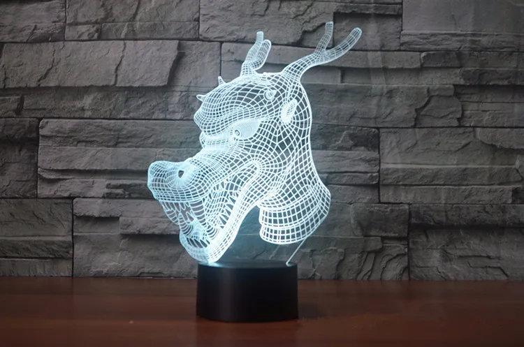 Dragon 3D лампа ночник семь цветов Животные Многоцветный RGB лампа Рождественский Декор Детские Подарочные игрушки сенсорный пульт дистанционного управления настольная лампа - Испускаемый цвет: Dragon