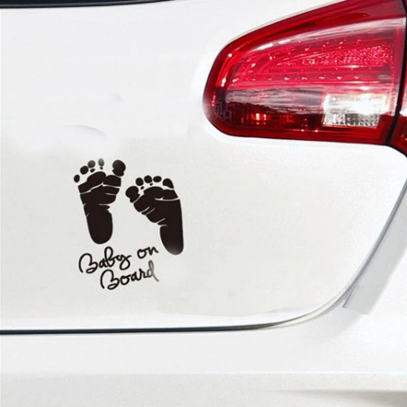 BEMOST 5Pcs/lot Car Styling New Design Warning Signs Stickers Vinyl Waterproof Lovely Baby On Board Footprints Auto Decals | Автомобили и