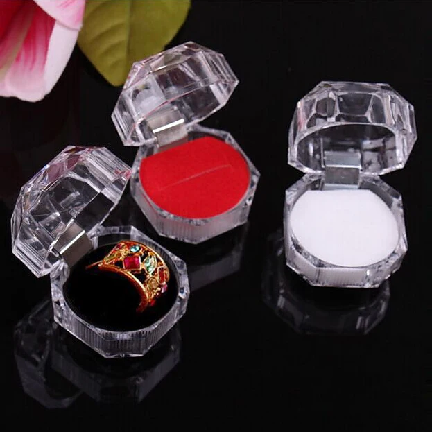 4 шт. элегантное акриловый прозрачный кольца серьги Дисплей венчания коробки