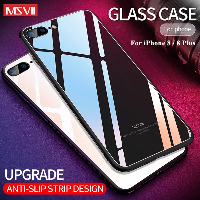MSVII для iPhone 8 чехол стекло Coque для Apple iPhone 7 7 plus чехол силиконовая рамка+ Зеркальное стекло крышка для iPhone 8 plus чехол s