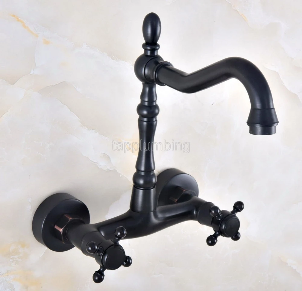 Bathroom Black Bronze Faucet Wall Mounted Swivel Spout Hot and Cold Mixer tnf814 | Обустройство дома