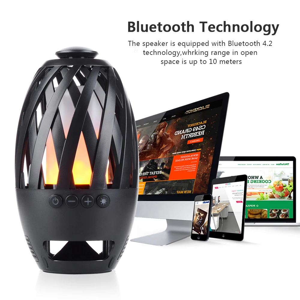 Mindkoo bts596 Bluetooth Колонки Портативный светодиодный свет пламени Беспроводной бас