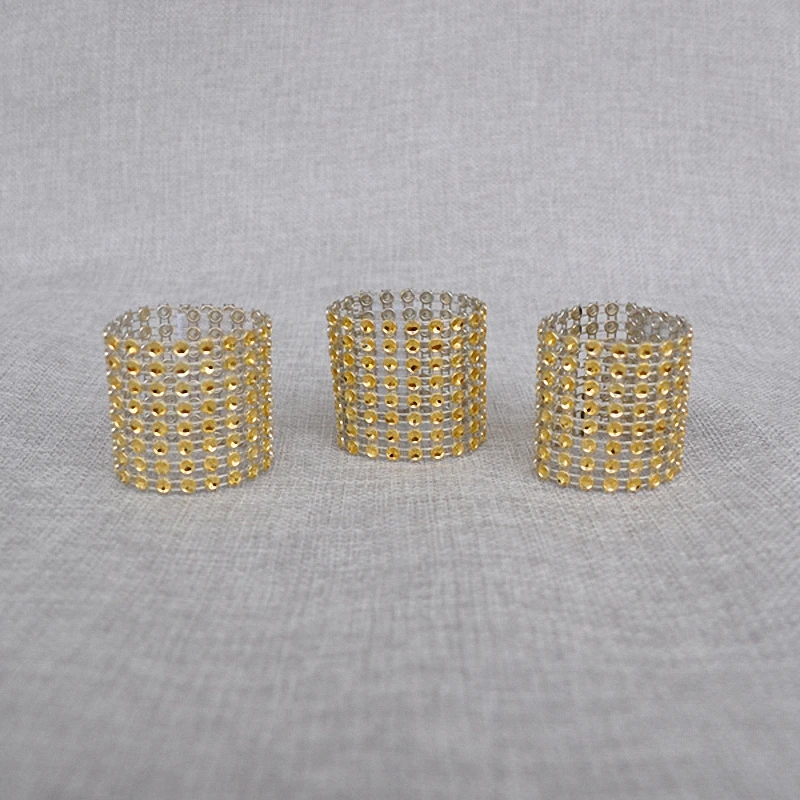 20pcs Birthday Party Suppliers DIY Bling Golden Napkin Rings for Weddings Adjustable diamond mesh Holders casamento mariage | Дом и сад