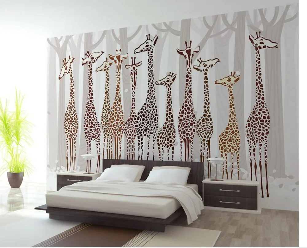 Пользовательская 3d фото настенная бумага ностальгия Жираф Роспись дизайн
