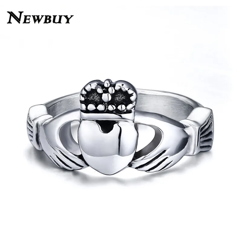 NEWBUY, Винтажное кольцо Claddagh, сердце, корона, обручальные кольца для женщин, нержавеющая сталь, массивные кольца для любви, хорошее свадебное ювелирное изделие