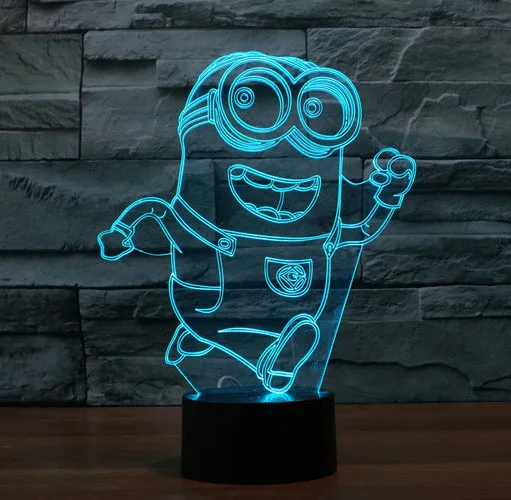2017 3D Мультфильм Гадкий я Миньоны USB LED Лампы Взволнован Работает маленькие Желтые