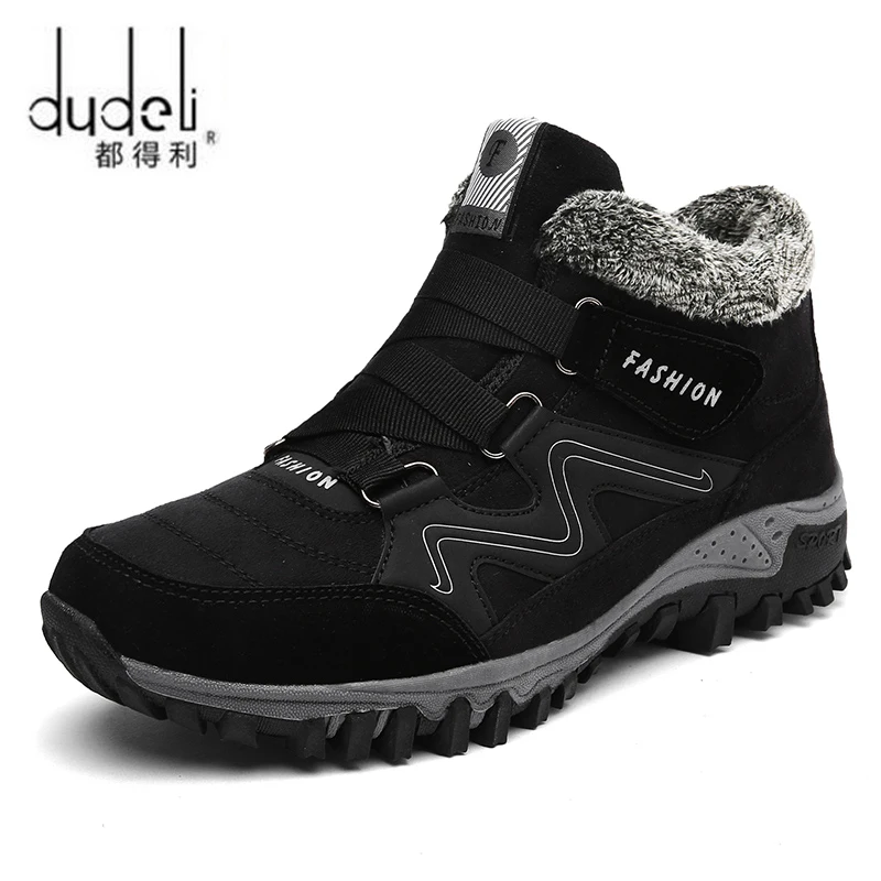 DUDELI зимние мужские меховые теплые кроссовки для бега Замшевые ботинки