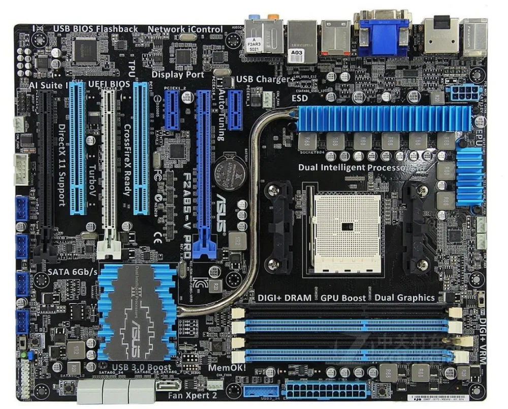 Оригинальная материнская плата Asus F2A85-V PRO A85X с разъемом FM2 DDR3 64G SATA3 USB3.0 ATX