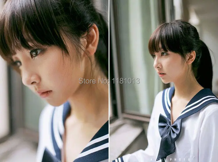 Японский матросский костюм униформа для школьниц с длинным рукавом 2 белых бара