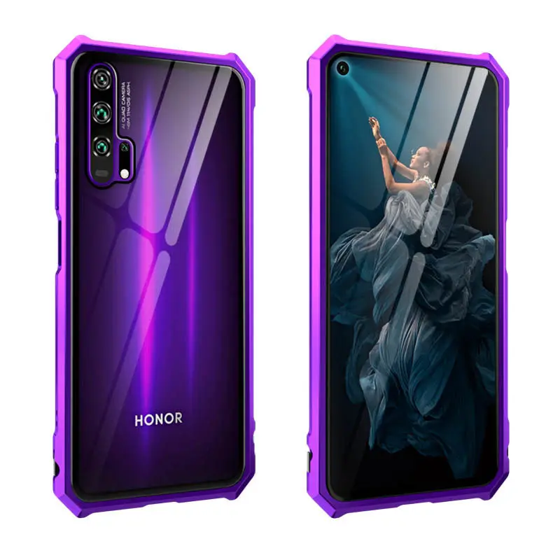 20 Pro Purple OMEVE для huawei Honor 20 Pro Чехол металлический сплав рамка бампер прозрачное закаленное стекло задняя крышка для Honor 20 20i V20 чехол для телефона - Цвет: 20 Pro Purple