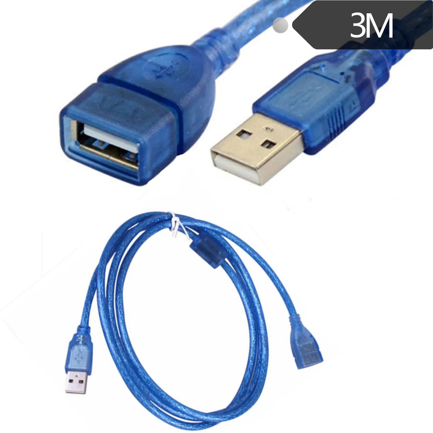 Удлинитель USB 2 0 удлинитель мужчин и женщин кабель прозрачный голубой лентой щит