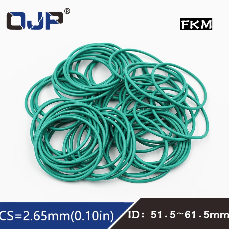 1 шт./лот фторрезиновое зеленое уплотнительное кольцо FKM CS2.65mm ID51.5/53/54.5/56/58/60/61.5 мм