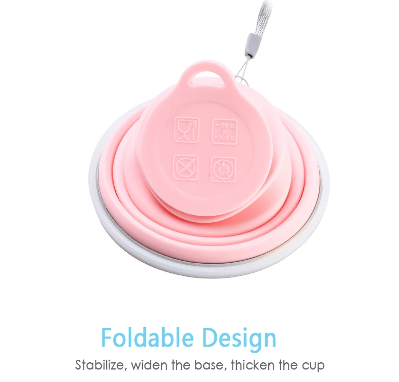 250ML Silicone Travel Cup Retractable Folding Tea Cup Collapsible Coffee Cups With Dustproof Cover Lid Outdoor Sports Water Cup