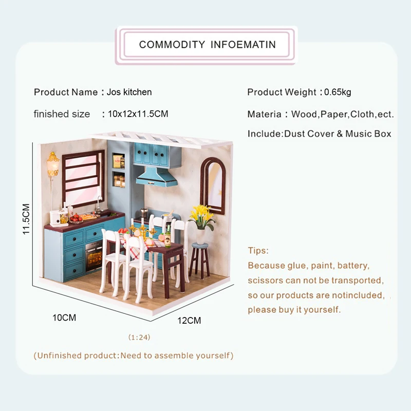 

Cutebee Doll House Furniture Miniature Dollhouse DIY Miniature House Room Casa Toys for Children DIY Dollhouse M11F