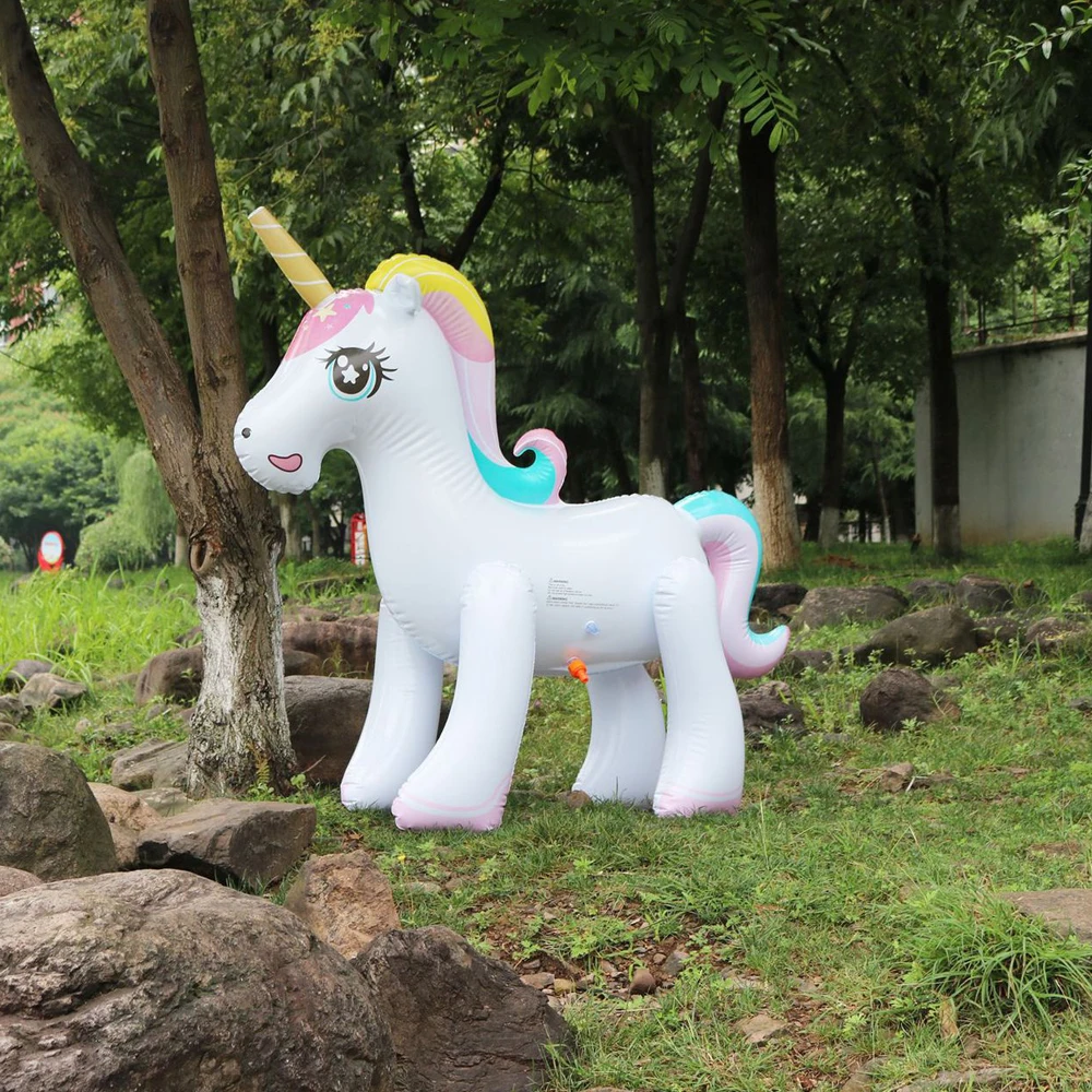 Inflatable water spray Unicorn Sprinkler Children summer Water Spray unicorn Toys parent-child Outdoor garden lawn toy | Спорт и