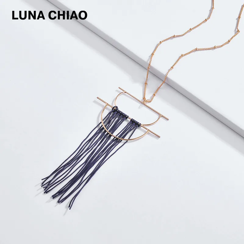 Женское длинное ожерелье LUNA CHIAO металлическое с подвеской-кисточкой из меди