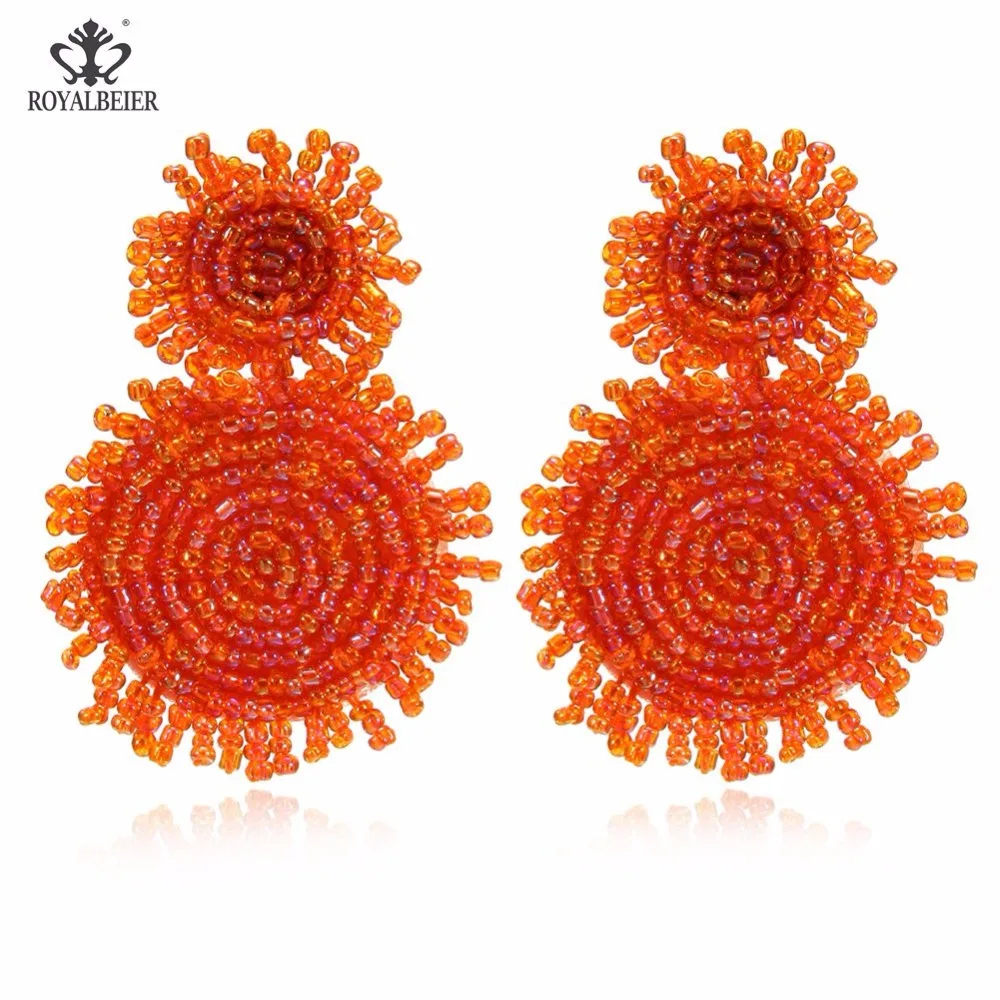 

ROYALBEIER Seed Beads Long Tassel Earrings Handmade Weaving Drop Earrings Boho Statement Fashion Jewelry Ethnic Bijoux ES0368