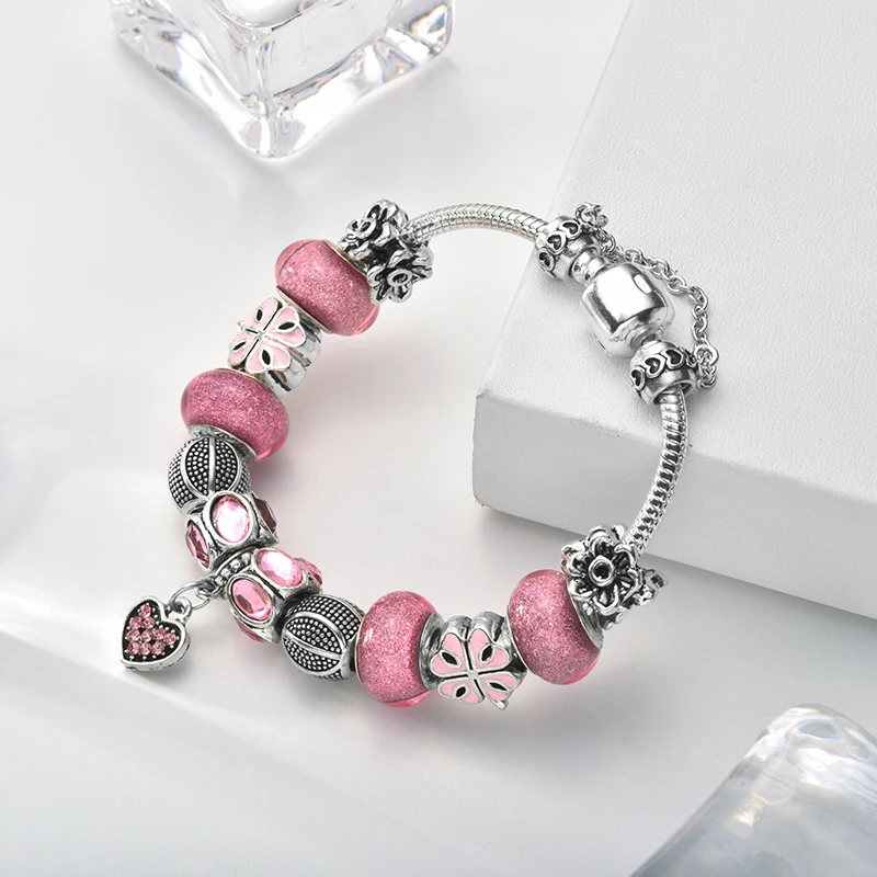 DEVOLOVE новый браслет и с розовый бисер Браслеты Pulsera изделия цепи змейки Прямая
