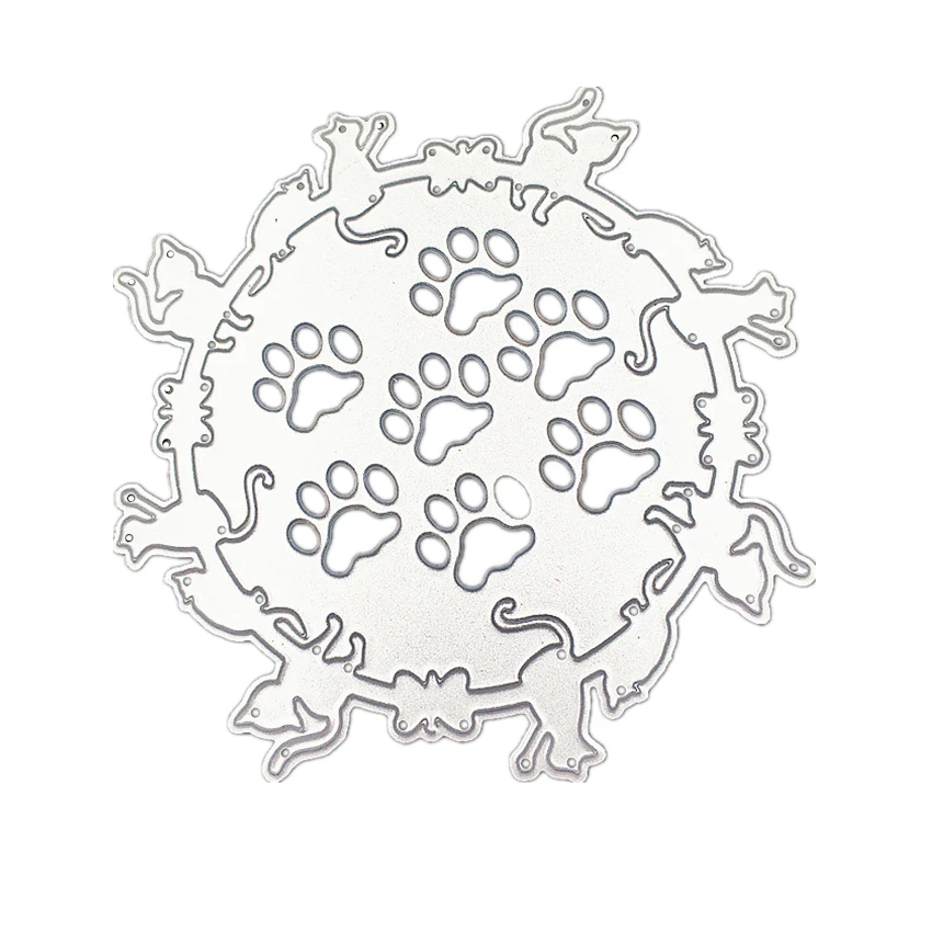 Металлический трафарет Craft Cat Paw Print из углеродной стали для тиснения Трафарет DIY
