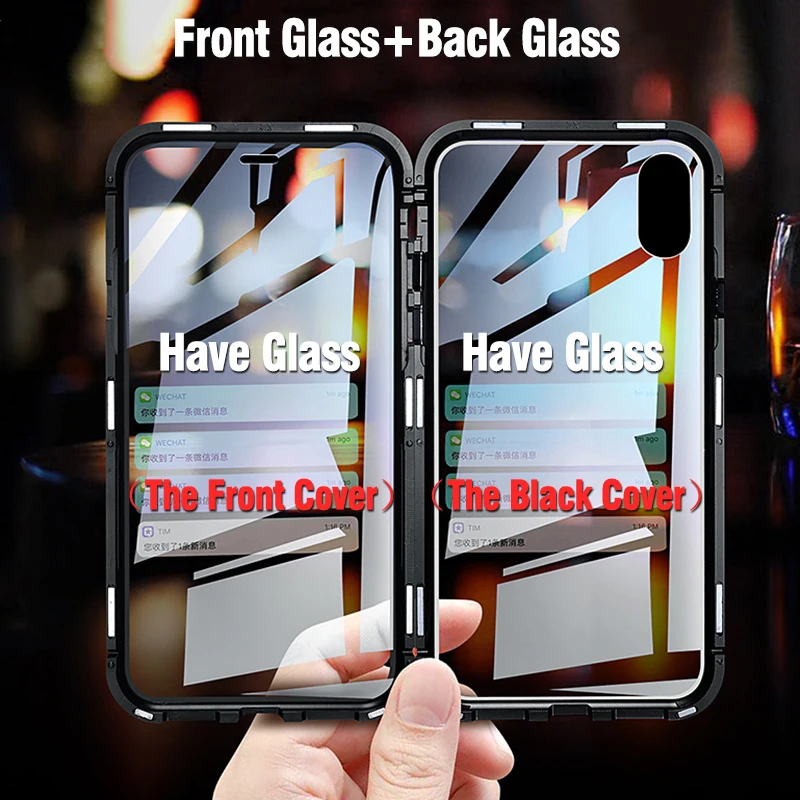 Двухсторонняя для стекла металлический магнитный чехол iphone X 10 XS MAX XR стеклянный