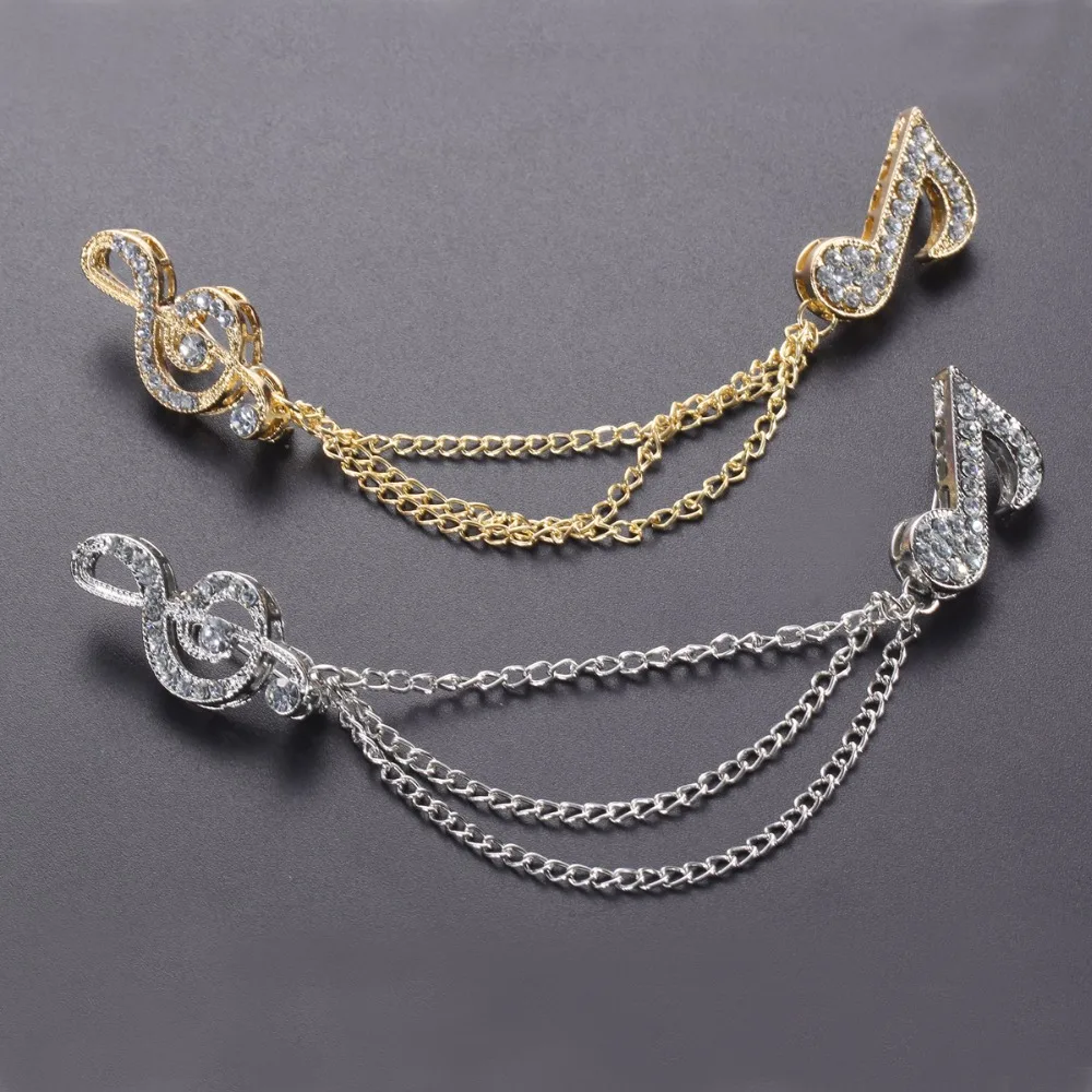 Мужская и женская брошка унисекс с музыкальными нотами стразами бутоньерка для