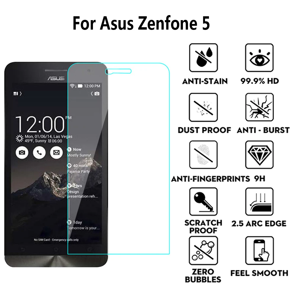 2 шт защита экрана 9H 0 3 мм толщина закаленное стекло для Asus Zenfone 5 zenfone5 A500CG A501CG Lite