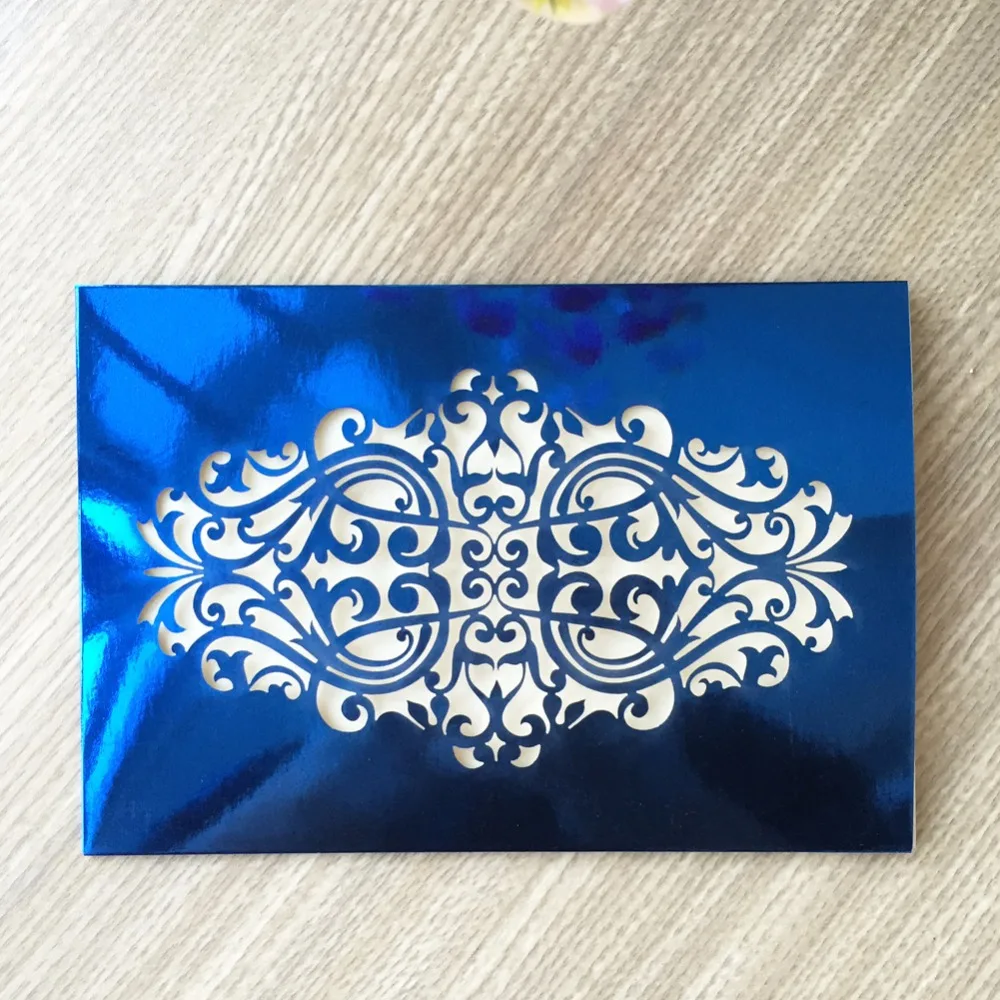 25 шт. Металлические Синие свадебные пригласительные открытки жемчужная Бумага