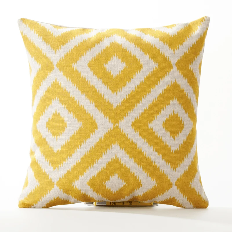 

Drop Ship Yellow Geometric Pillow Cover Boho Linen Cotton Decorative Cushion Cover Decorative Throw Pillows Pillowcase 45cm