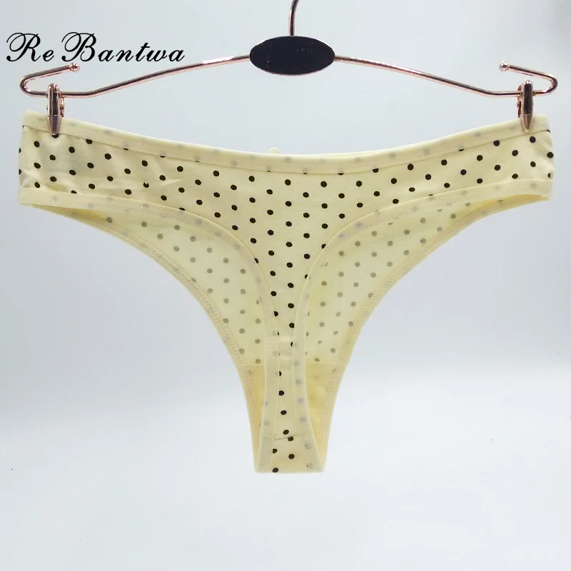 Rebantwa 5pcs Women Dot Sexy Bikini Panties Lot Cute G string Cotton Tanga Ladies Cheap Calcinha Stretch |