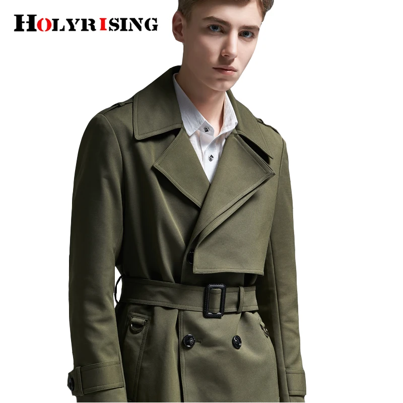 Holyrising Мужское пальто двубортное классическое бежевое 18495 5|Плащи и тренчи| |