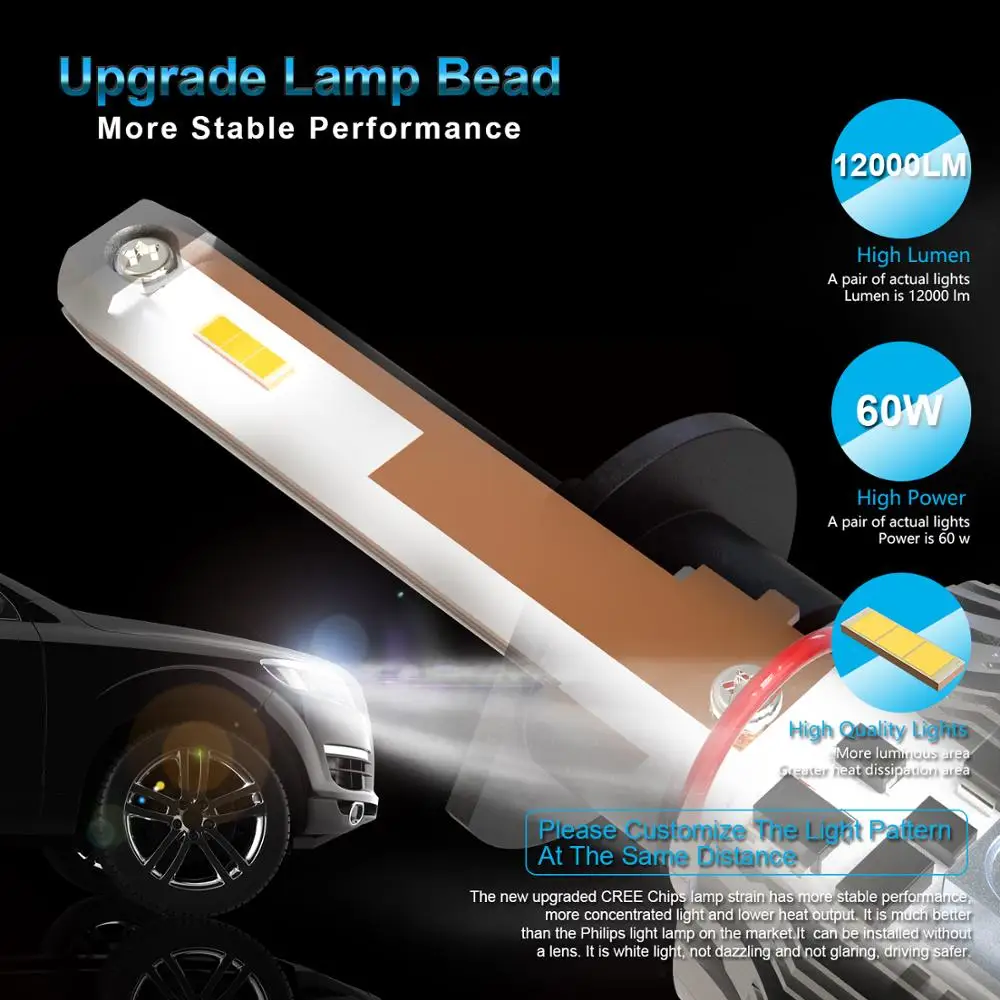 9005 9006 комбинированный комплект светодиодных фар HB3 HB4 Hi Lo Beam 12000Lm 6000K 60W CREE Chips