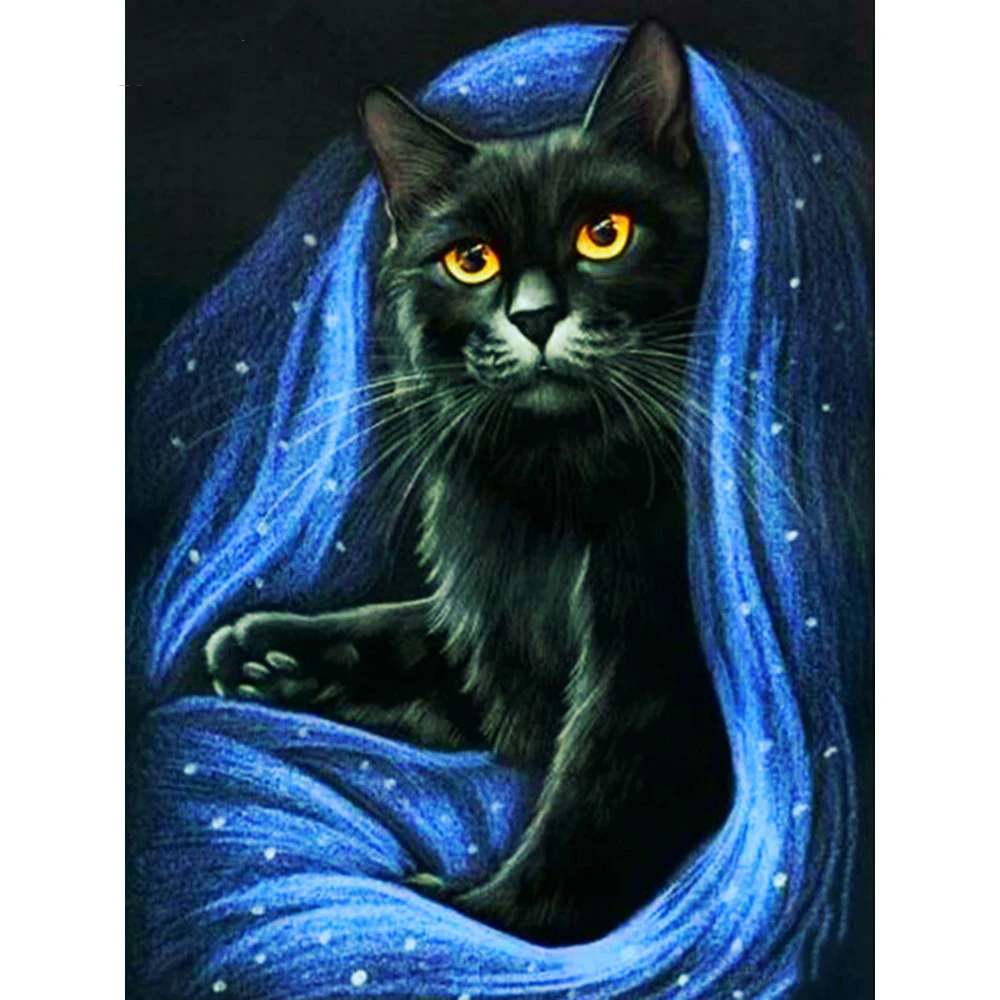 Алмазная вышивка черный котёнок Набор для вышивки крестиком по номерам